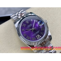 ロレックスコピー デイトジャスト 31mm 278274“パープル文字盤・ローマ数字インデックス・ダイヤモンド付VI時位置・904Lステンレス仕様” レディースモデル  