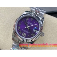 ロレックスコピー デイトジャスト 31mm 278274“パープル文字盤・ローマ数字インデックス・ダイヤモンド付VI時位置・904Lステンレス仕様” レディースモデル  