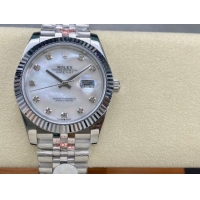 ロレックスコピー デイトジャスト 41mm 126334“ホワイトマザーオブパール文字盤・ダイヤモンドインデックス（10石）・双頭粒帯仕様・904Lステンレス仕様” ユニセックスモデル