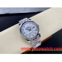 ロレックスコピー デイトジャスト 41mm 126334“ホワイトマザーオブパール文字盤・ダイヤモンドインデックス（10石）・双頭粒帯仕様・904Lステンレス仕様” ユニセックスモデル