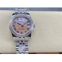 ロレックスコピー デイトジャスト 31mm 278274“ピンクマザーオブパール文字盤・ローマ数字インデックス・ダイヤモンドベゼル（48石）・904Lステンレス仕様” レディースモデル 