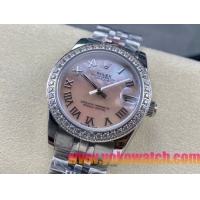 ロレックスコピー デイトジャスト 31mm 278274“ピンクマザーオブパール文字盤・ローマ数字インデックス・ダイヤモンドベゼル（48石）・904Lステンレス仕様” レディースモデル 