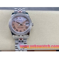 ロレックスコピー デイトジャスト 31mm 278274“ピンクマザーオブパール文字盤・ローマ数字インデックス・ダイヤモンドベゼル（48石）・904Lステンレス仕様” レディースモデル 