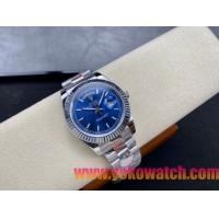ロレックスコピー デイデイト（Day-Date）40mm 228239“ブルー文字盤・インデックス＋サタデー表示・904Lステンレス仕様” ユニセックスモデル