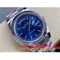 ロレックスコピー デイデイト（Day-Date）40mm 228239“ブルー文字盤・インデックス＋サタデー表示・904Lステンレス仕様” ユニセックスモデル