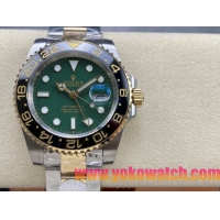 ロレックスコピー グリニッジマスターII（GMT-Master II）40mm 126713GR“エメラルドグリーン文字盤・ブラック＆ゴールドベゼル・904Lステンレス＋イエローゴールドツートーン仕様” ユニセックスモデル 