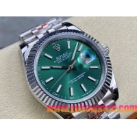 ロレックスコピー デイトジャスト 41mm 126200“エメラルドグリーン文字盤・バトンインデックス＋双頭粒帯仕様” ユニセックスモデル