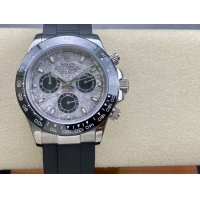 ロレックスコピー デイトナ 40mm “グレー・マーブル文字盤＋ブラックセラミックベゼル＋黒ラバーブレスレット” ユニセックスモデル
