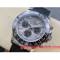 ロレックスコピー デイトナ 40mm “グレー・マーブル文字盤＋ブラックセラミックベゼル＋黒ラバーブレスレット” ユニセックスモデル