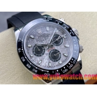 ロレックスコピー デイトナ 40mm “グレー・マーブル文字盤＋ブラックセラミックベゼル＋黒ラバーブレスレット” ユニセックスモデル