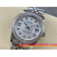 ロレックスコピー デイトジャスト 31mm 279176“ホワイトマザーオブパール文字盤・スターダイヤモンドインデックス＋ダイヤモンドベゼル＋全904Lステンレスケース／ブレスレット” レディース専用モデル 