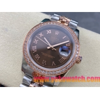 ロレックスコピー デイトジャスト 36mm 278274“チョコレート文字盤・ローズゴールドローマ数字インデックス＋ダイヤモンドベゼル（リングコマンド機能搭載）＋ツートーンブレスレット” レディース専用モデル