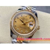 ロレックスコピー デイトジャスト 36mm 278274“ゴールド文字盤・ダイヤモンドインデックス＋ダイヤモンドベゼル（リングコマンド機能搭載）＋ツートーンブレスレット” レディース専用モデル  