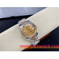 ロレックスコピー デイトジャスト 36mm 278274“ゴールド文字盤・ダイヤモンドインデックス＋ダイヤモンドベゼル（リングコマンド機能搭載）＋ツートーンブレスレット” レディース専用モデル  