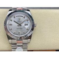 ロレックスコピー デイデイト 40mm 228206“ホワイト文字盤・ダイヤモンドインデックス＋リングコマンド機能搭載三角坑紋ベゼル（光圈）＋ブレスレット” メンズ専用モデル 