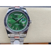 ロレックスコピー デイデイト 40mm 228206“グリーン文字盤・ローマ数字インデックス＋リングコマンド機能搭載三角坑紋ベゼル（光圈）＋ブレスレット” メンズ専用モデル