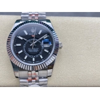ロレックスコピー スカイウォーカー（Sky-Dweller）42mm 326935“ブラック文字盤・24時間表示機能搭載リングコマンドベゼル＋ブレスレット” メンズ専用モデル