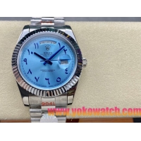 ロレックスコピー デイデイト（Day-Date）40mm 228206“ミッドナイトブルー文字盤・アラビア数字インデックス＋リングコマンド機能搭載三角坑紋ベゼル（光圈）＋ブレスレット” メンズ専用モデル