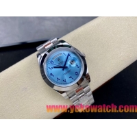 ロレックスコピー デイデイト（Day-Date）40mm 228206“スカイブルー文字盤・アラビア数字インデックス＋リングコマンド機能搭載三角坑紋ベゼル（光圈）＋ブレスレット” メンズ専用モデル