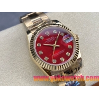ロレックスコピー デイトジャスト（Datejust）31mm 279384“レッドシェル文字盤・ダイヤモンドインデックス＋リングコマンド機能搭載三角坑紋ベゼル（光圈/钻圈）＋ブレスレット” レディース専用モデル