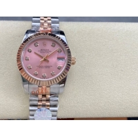 ロレックスコピー デイトジャスト（Datejust）31mm 279384“ピンクシェル文字盤・ダイヤモンドインデックス＋リングコマンド機能搭載三角坑紋ベゼル（光圈/钻圈）＋ブレスレット” レディース専用モデル