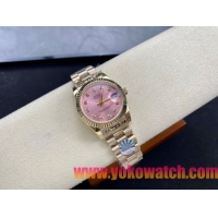 ロレックスコピー デイトジャスト（Datejust）31mm 279384“ピンクシェル文字盤・ダイヤモンドインデックス＋リングコマンド機能搭載三角坑紋ベゼル（光圈/钻圈）＋ブレスレット” レディース専用モデル