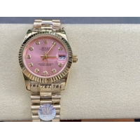 ロレックスコピー デイトジャスト（Datejust）31mm 279384“ピンクシェル文字盤・ダイヤモンドインデックス＋リングコマンド機能搭載三角坑紋ベゼル（光圈/钻圈）＋ブレスレット” レディース専用モデル