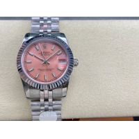 ロレックスコピー デイトジャスト（Datejust）31mm 279384“ピンクシェル文字盤・バトンインデックス＋リングコマンド機能搭載三角坑紋ベゼル（光圈/钻圈）＋ブレスレット” レディース専用モデル 