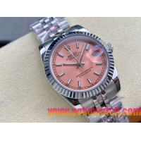 ロレックスコピー デイトジャスト（Datejust）31mm 279384“ピンクシェル文字盤・バトンインデックス＋リングコマンド機能搭載三角坑紋ベゼル（光圈/钻圈）＋ブレスレット” レディース専用モデル 