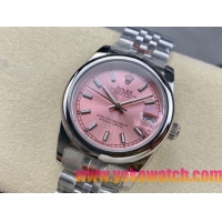 ロレックスコピー デイトジャスト（Datejust）31mm 279384“ピンクシェル文字盤・バトンインデックス＋スムースベゼル＋ブレスレット” レディース専用モデル 