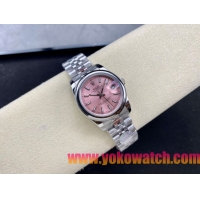 ロレックスコピー デイトジャスト（Datejust）31mm 279384“ピンクシェル文字盤・バトンインデックス＋スムースベゼル＋ブレスレット” レディース専用モデル 