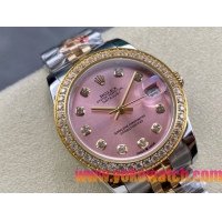 ロレックスコピー デイトジャスト（Datejust）31mm 279384“ピンクシェル文字盤・ダイヤモンドインデックス＋ダイヤモンドベゼル＋ブレスレット” レディース専用モデル