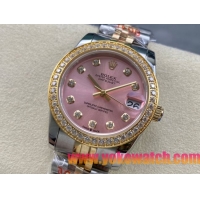 ロレックスコピー デイトジャスト（Datejust）31mm 279384“ピンクシェル文字盤・ダイヤモンドインデックス＋ダイヤモンドベゼル＋ブレスレット” レディース専用モデル
