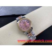 ロレックスコピー デイトジャスト（Datejust）31mm 279384“ピンクシェル文字盤・ダイヤモンドインデックス＋ダイヤモンドベゼル＋ブレスレット” レディース専用モデル