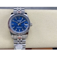 ロレックスコピー デイトジャスト（Datejust）31mm 279384“ブルー文字盤・バトンインデックス＋リングコマンド機能搭載三角坑紋ベゼル＋ブレスレット” レディース専用モデル