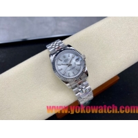 ロレックスコピー デイトジャスト（Datejust）31mm 279384“ホワイト文字盤・バトンインデックス＋リングコマンド機能搭載三角坑紋ベゼル＋ブレスレット” レディース専用モデル