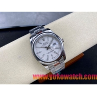 ロレックスコピー デイトジャスト（Datejust）41mm 126300“ホワイト文字盤・バトンインデックス＋リングコマンド機能搭載三角坑紋ベゼル＋ブレスレット” メンズ専用モデル