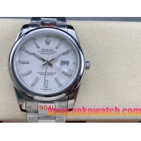 ロレックスコピー デイトジャスト（Datejust）41mm 126300“ホワイト文字盤・バトンインデックス＋リングコマンド機能搭載三角坑紋ベゼル＋ブレスレット” メンズ専用モデル