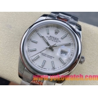 ロレックスコピー デイトジャスト（Datejust）41mm 126300“ホワイト文字盤・バトンインデックス＋リングコマンド機能搭載三角坑紋ベゼル＋ブレスレット” メンズ専用モデル