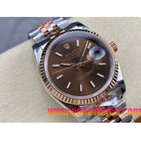 ロレックスコピー デイトジャスト（Datejust）36mm 126233“ブラウン文字盤・バトンインデックス＋リングコマンド機能搭載三角坑紋ベゼル＋ブレスレット” メンズ専用モデル