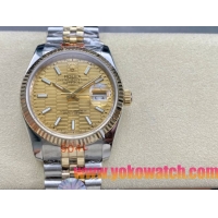 ロレックスコピー デイトジャスト（Datejust）36mm 126233“ゴールド文字盤・バトンインデックス＋リングコマンド機能搭載三角坑紋ベゼル＋ブレスレット” メンズ専用モデル