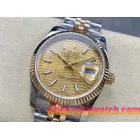ロレックスコピー デイトジャスト（Datejust）36mm 126233“ゴールド文字盤・バトンインデックス＋リングコマンド機能搭載三角坑紋ベゼル＋ブレスレット” メンズ専用モデル