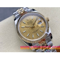 ロレックスコピー デイトジャスト（Datejust）36mm 126233“ゴールド文字盤・バトンインデックス＋リングコマンド機能搭載三角坑紋ベゼル＋ブレスレット” メンズ専用モデル