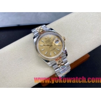 ロレックスコピー デイトジャスト（Datejust）36mm 126233“ゴールド文字盤・バトンインデックス＋リングコマンド機能搭載三角坑紋ベゼル＋ブレスレット” メンズ専用モデル