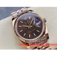 ロレックスコピー デイトジャスト（Datejust）36mm 126200“ブラウン文字盤・バトンインデックス＋リングコマンド機能搭載三角坑紋ベゼル＋ブレスレット” メンズ専用モデル
