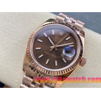 ロレックスコピー デイトジャスト（Datejust）36mm 126200“ブラウン文字盤・バトンインデックス＋リングコマンド機能搭載三角坑紋ベゼル＋ブレスレット” メンズ専用モデル