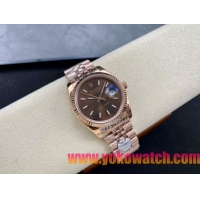 ロレックスコピー デイトジャスト（Datejust）36mm 126200“ブラウン文字盤・バトンインデックス＋リングコマンド機能搭載三角坑紋ベゼル＋ブレスレット” メンズ専用モデル