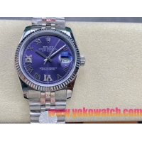 ロレックスコピー デイトジャスト（Datejust）36mm 278274“パープル文字盤・ダイヤモンドインデックス＋リングコマンド機能搭載三角坑紋ベゼル＋ブレスレット” レディース専用モデル