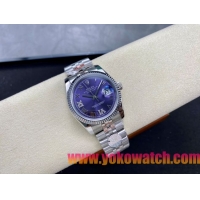 ロレックスコピー デイトジャスト（Datejust）36mm 278274“パープル文字盤・ダイヤモンドインデックス＋リングコマンド機能搭載三角坑紋ベゼル＋ブレスレット” レディース専用モデル
