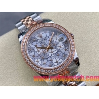 ロレックスコピー デイトジャスト（Datejust）31mm 279160“ダイヤモンド・フラワー文字盤・リングコマンド機能搭載三角坑紋ベゼル＋ブレスレット” レディース専用モデル